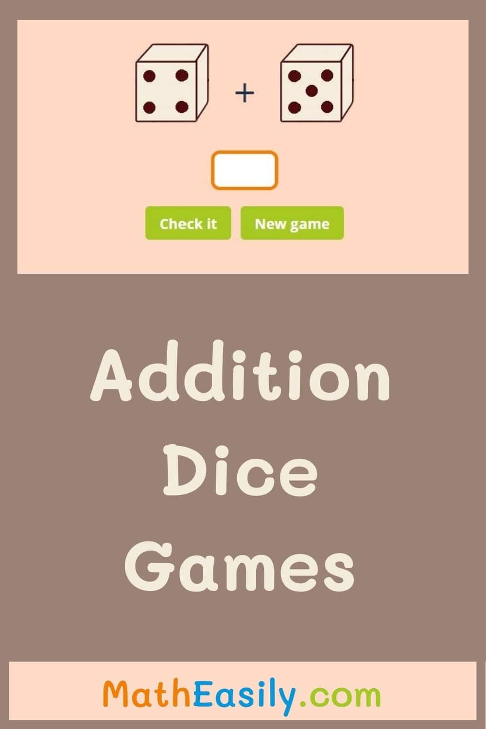 Addition Dice Games for Kindergarten. Addition games with dice. Play addition dice games online. Roll the dice addition game. 
Math dice games for kids. dice addition game online.