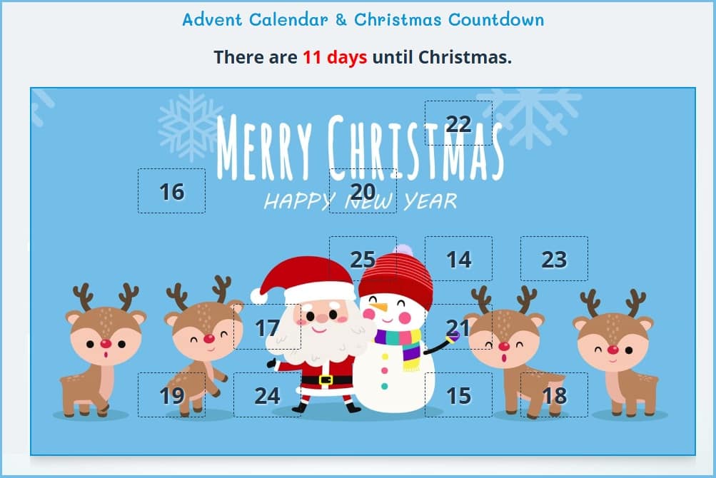 free online advent calendar for classroom. free online Advent calendar for kids. Christmas Countdown Online. Christmas Advent Calendar.