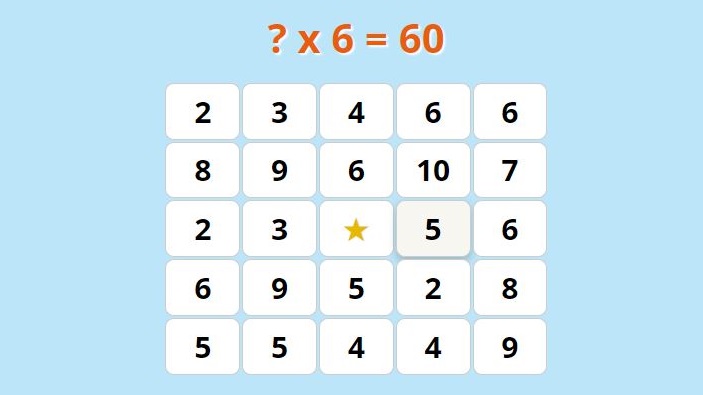 Math factor BINGO game online. Find the missing factor game online. Math games on factors.