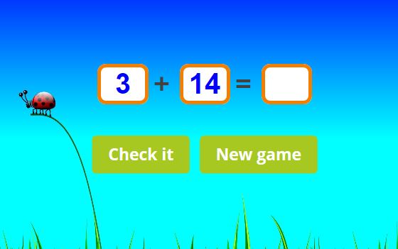 addition games for grade 1: Addition to 20. online maths practice for grade 1