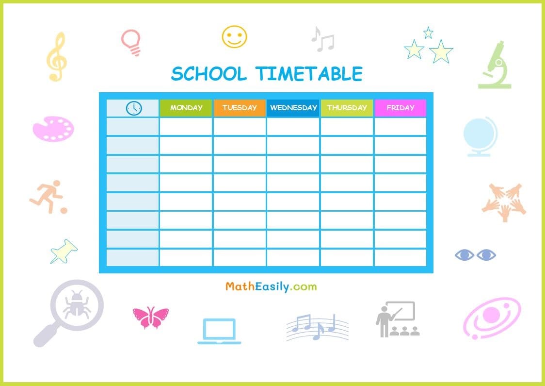 School timetable template