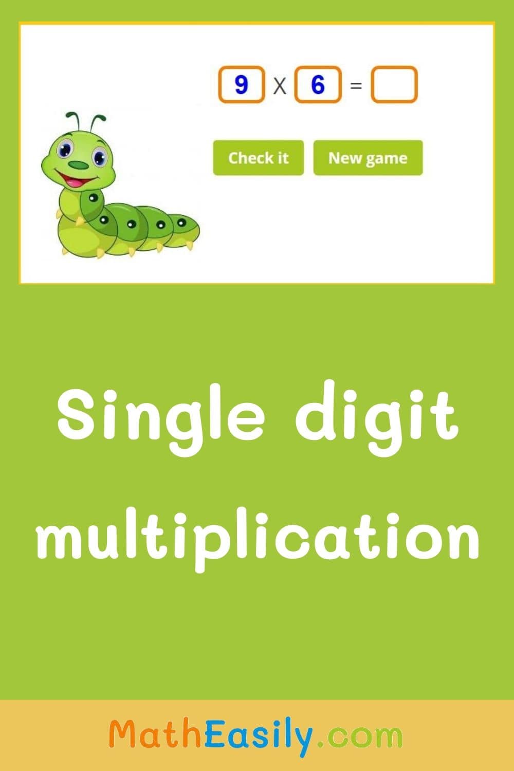 Single Digit Multiplication Games Worksheets