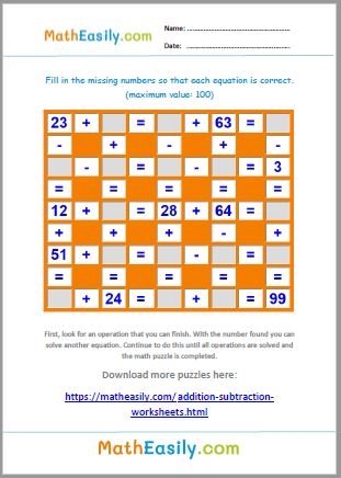 Download Subtraction within 100 worksheets in PDF
