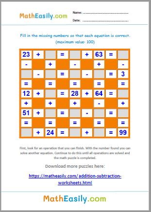 100 printable math worksheets pdf free download