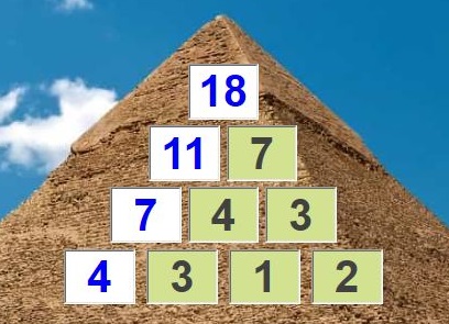 How to play subtraction pyramid game. Subtraction pyramids to 100.
Subtraction pyramid puzzle.