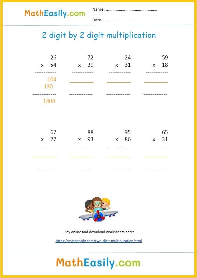2 Digit By 2 Digit Multiplication Games And Worksheets