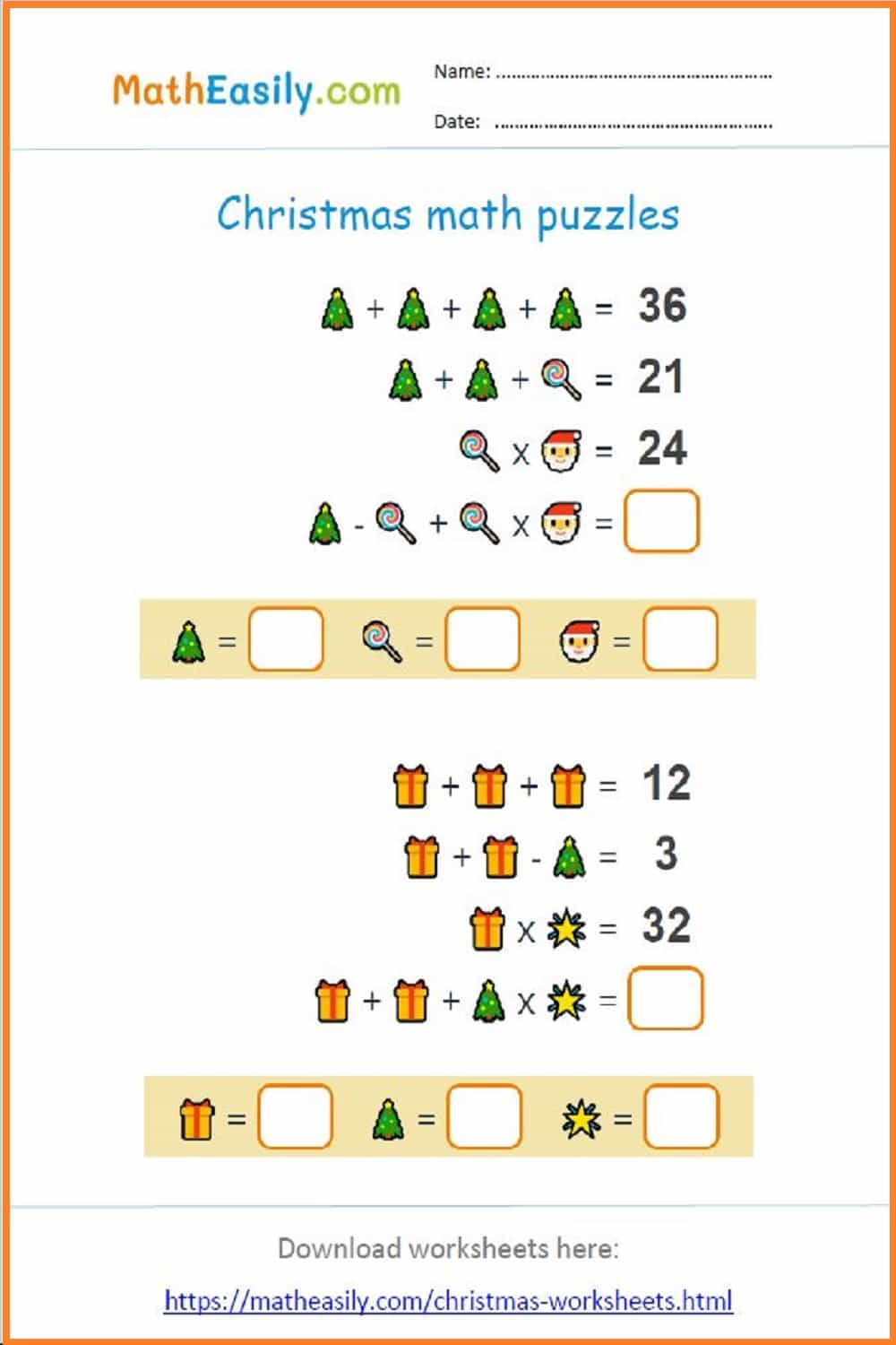 math puzzles for high school printable