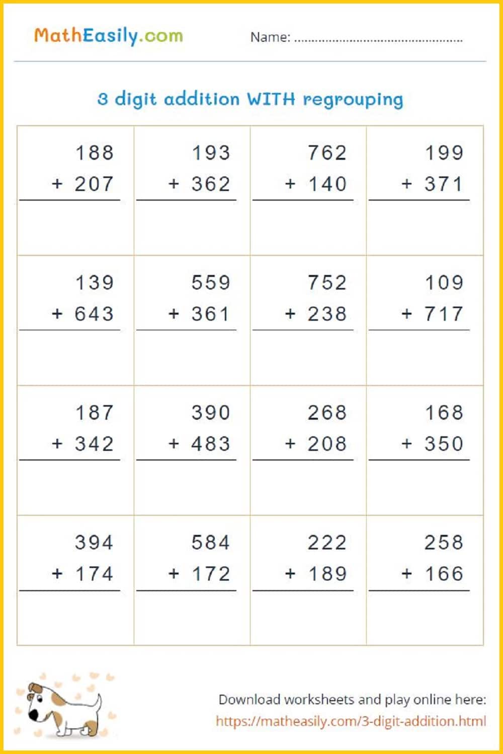 3 Digit Addition Games Online WITH WITHOUT Regrouping