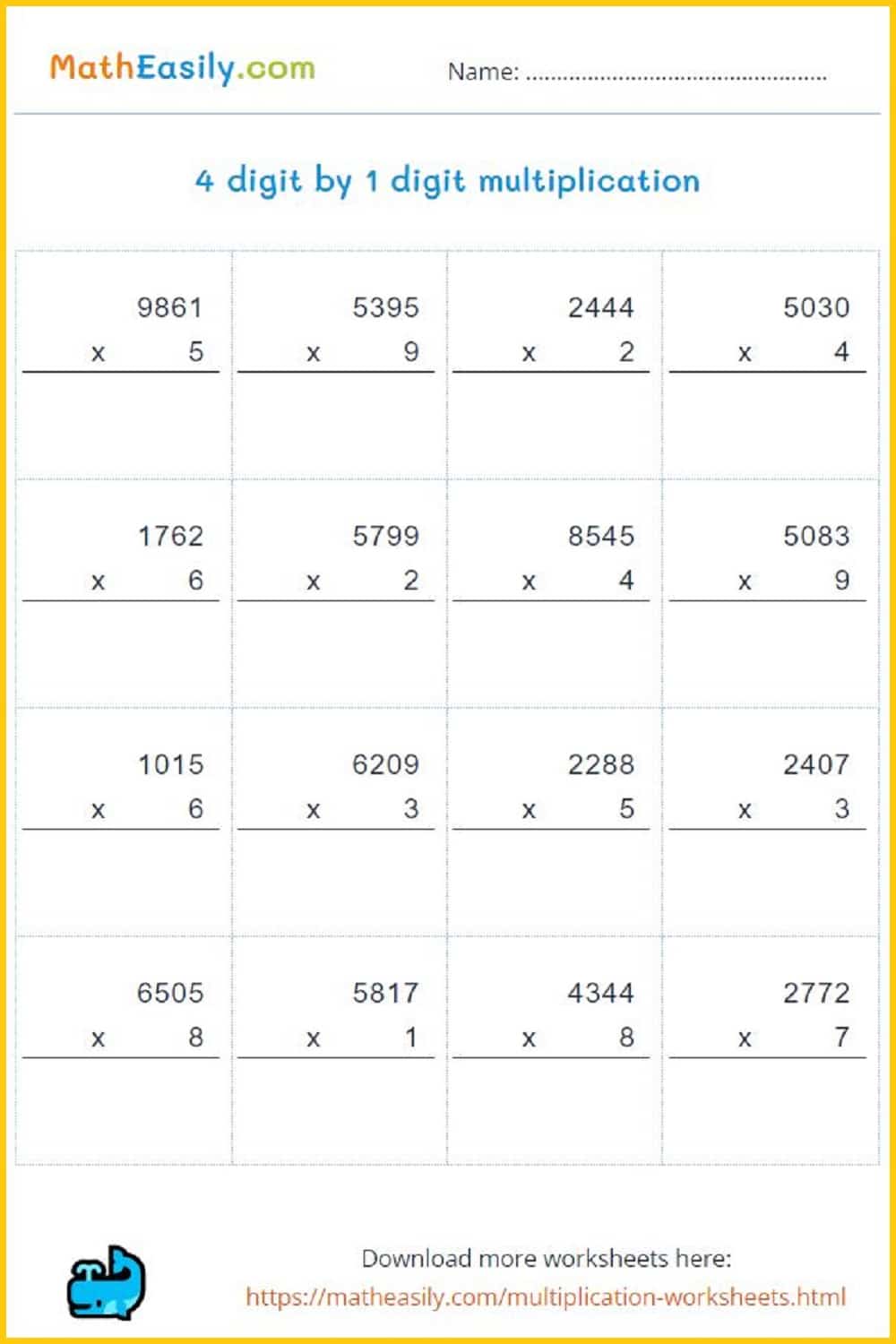 Free printable Multiplication PDF