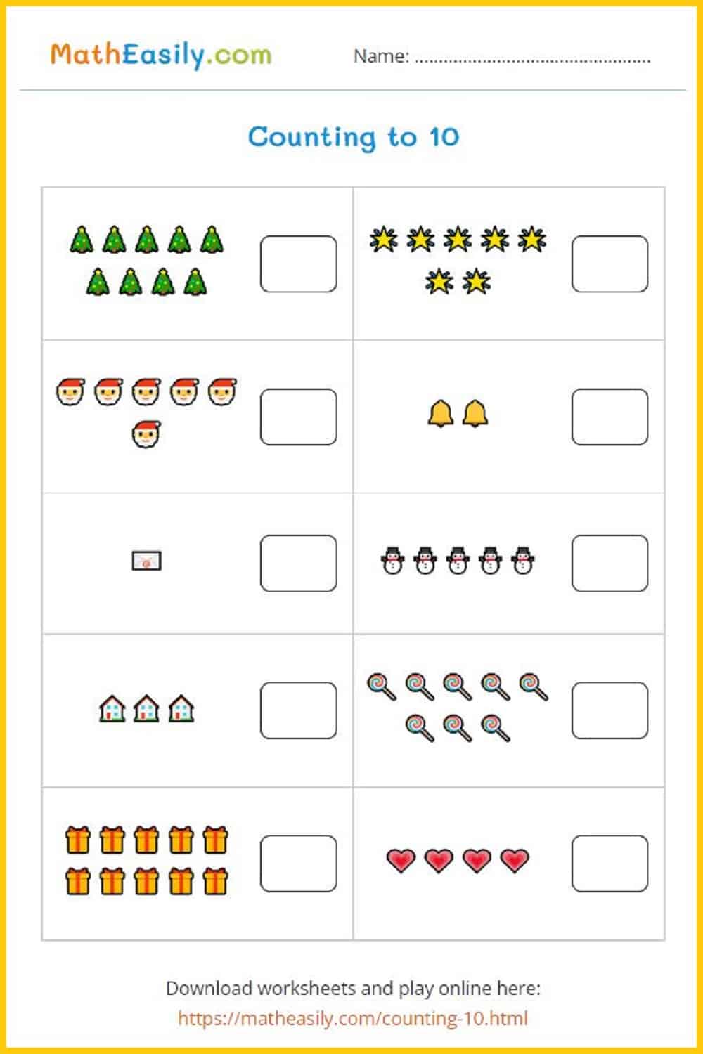 Christmas counting to 10.
Christmas counting worksheets PDF. Christmas counting activities. Christmas counting games printable.