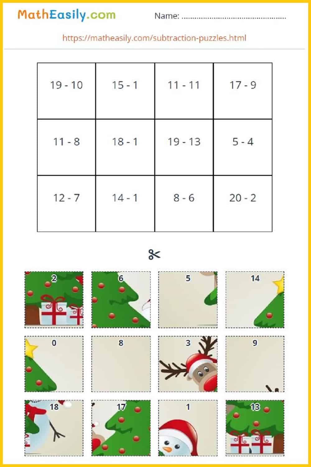 Math Christmas subtraction games. 