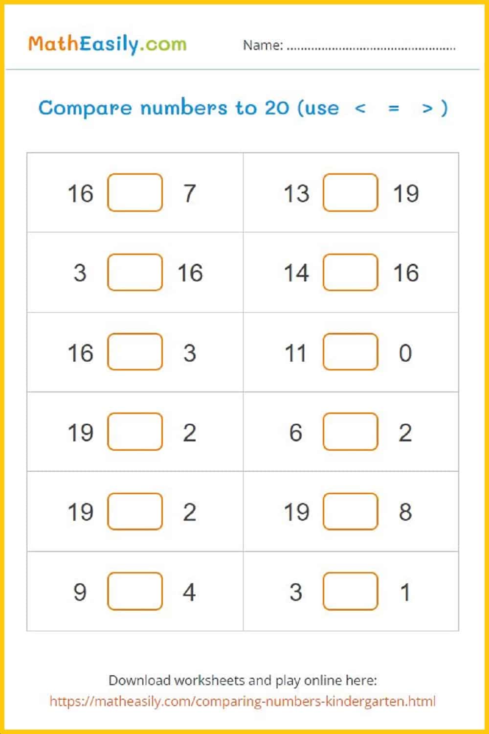comparing numbers worksheets for kindergarten PDF. comparison worksheet for ukg. comparing numbers kindergarten worksheets.