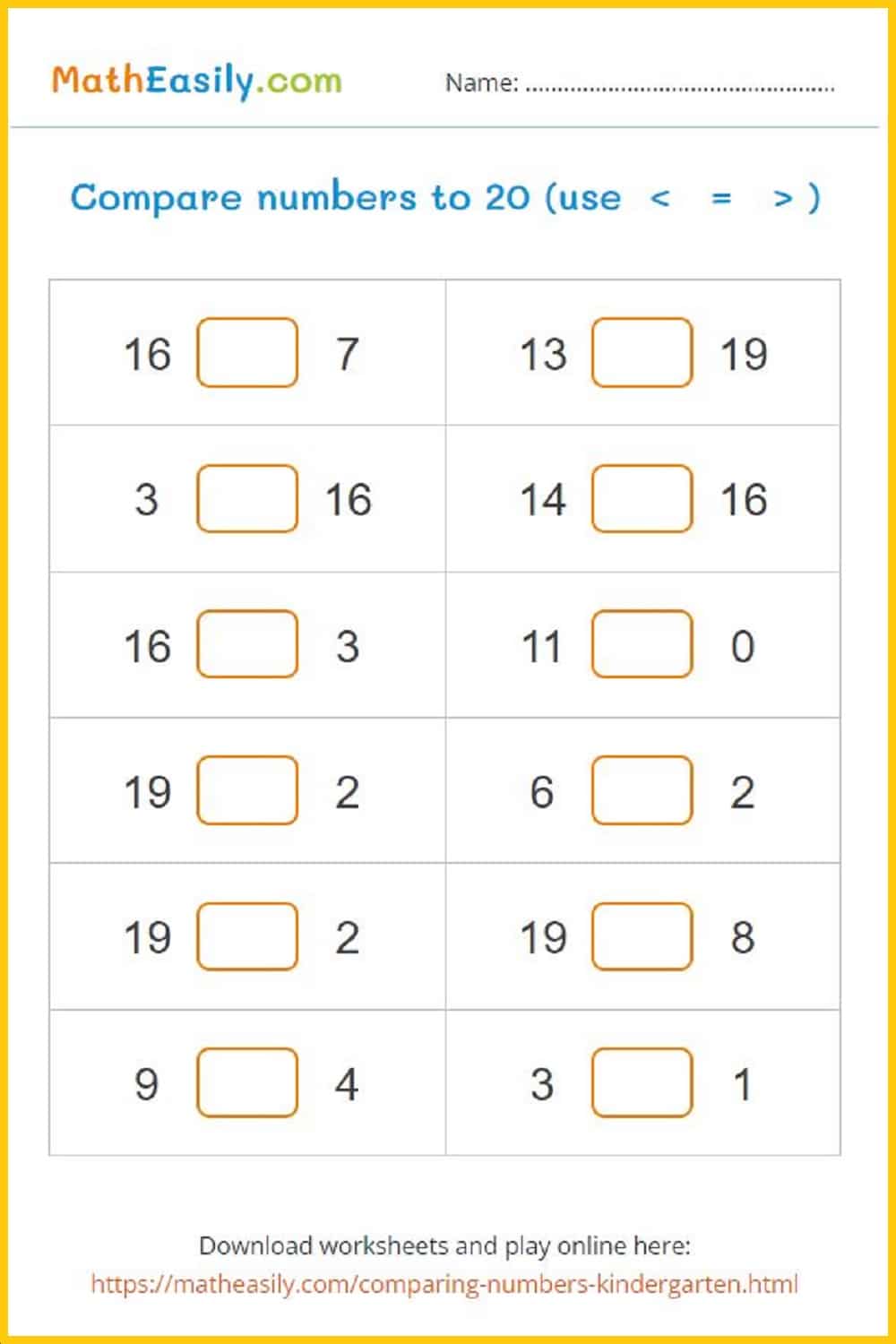 Kindergarten Bigger and Smaller Math Lesson Plan