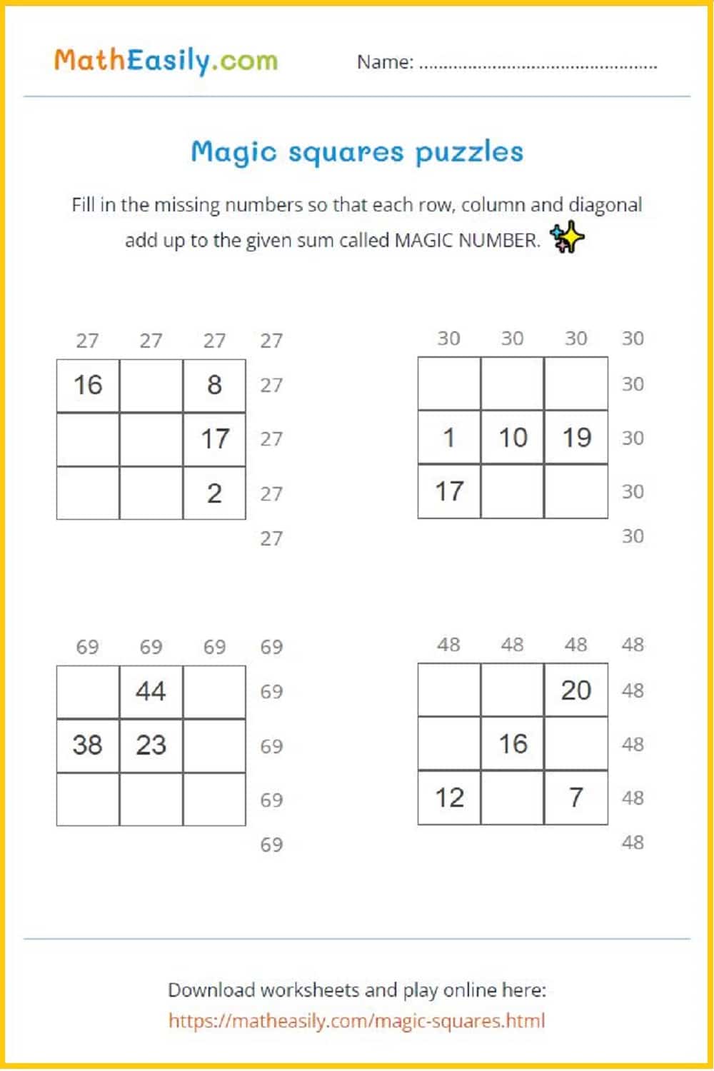 magic-squares-puzzles-online-worksheets