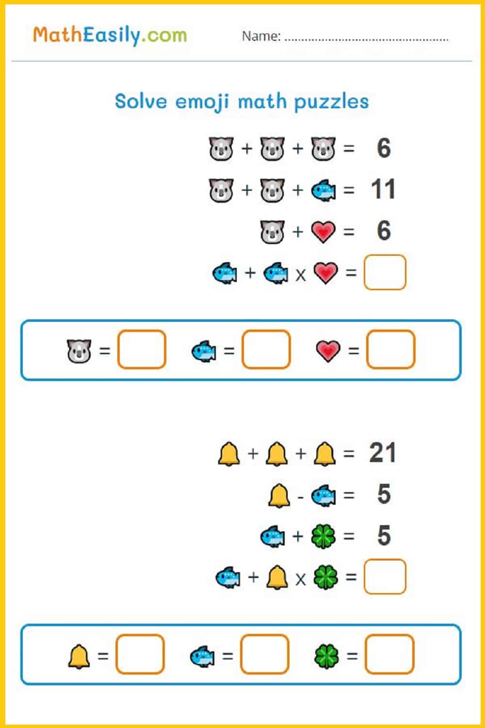 math puzzles for high school printable