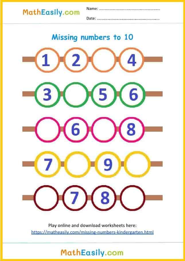 Numbers For Kindergarten Worksheets Pdf Free Download