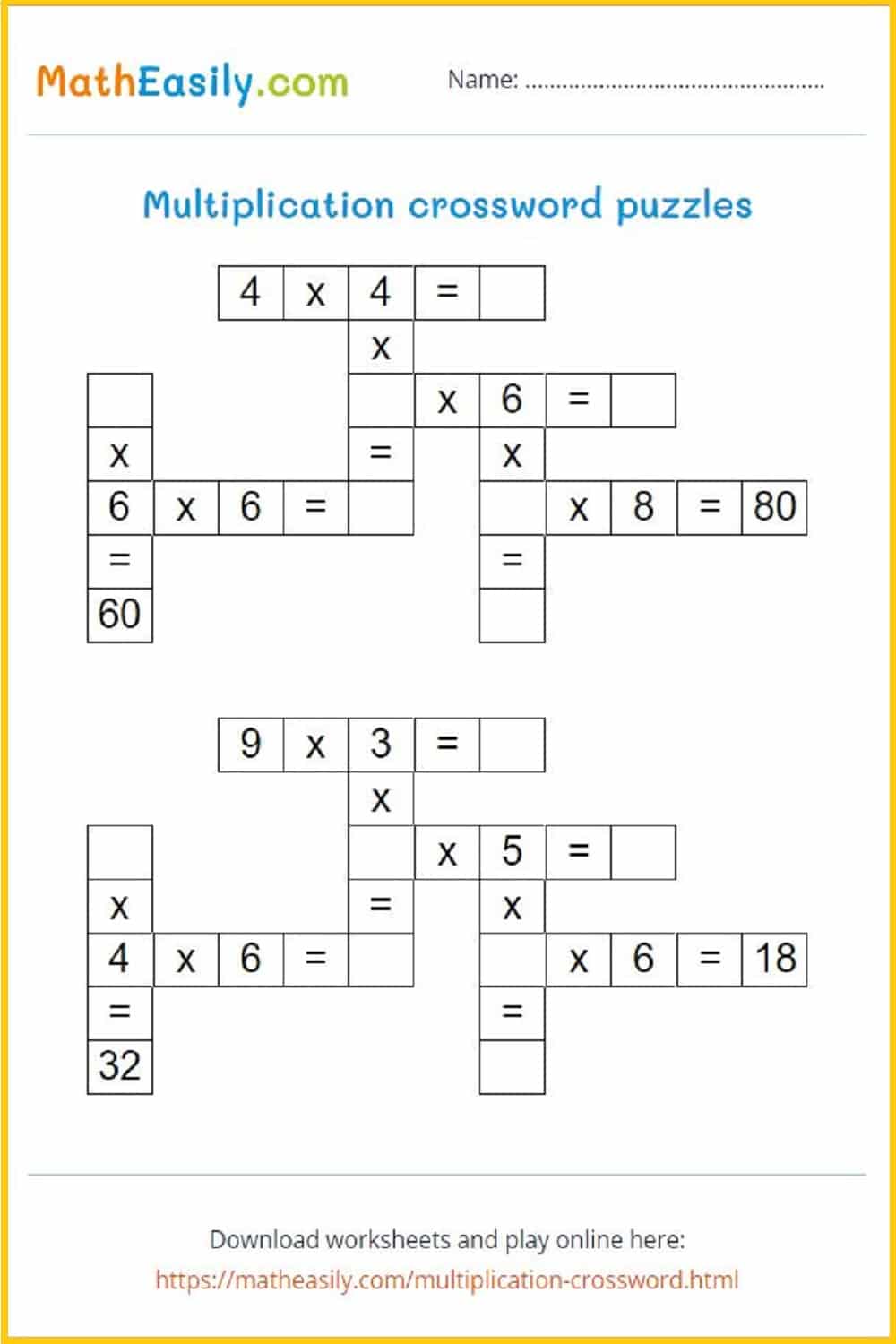 Multiplication Puzzle Worksheets Pdf