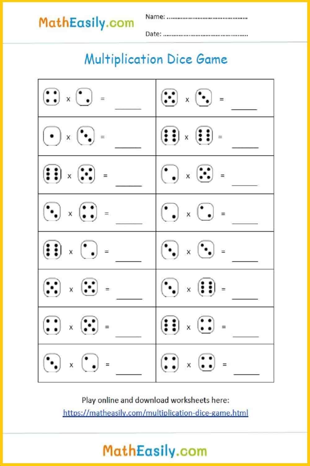 Math multiplication Worksheets PDF free download