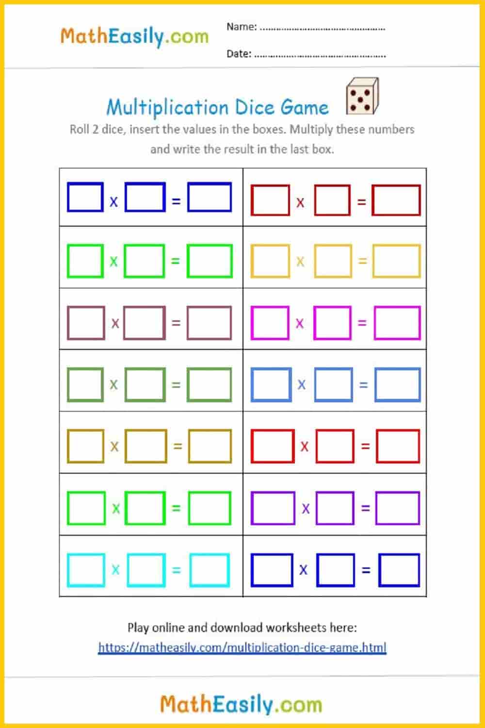 kindergarten math worksheets multiplication PDF