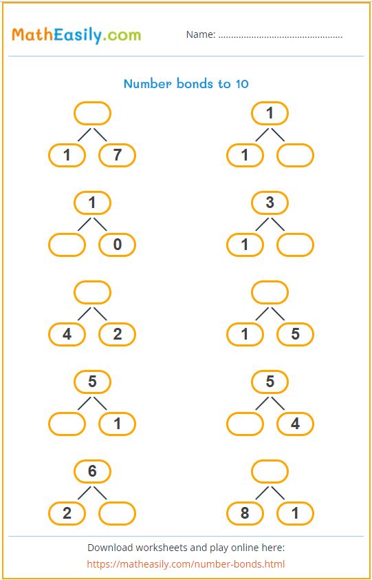 interactive number bonds games online free worksheets