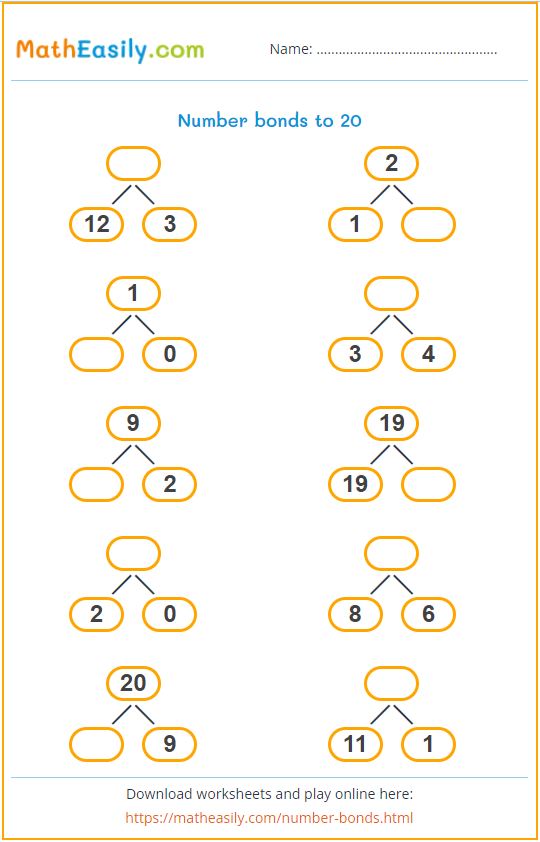 Interactive Number Bonds Games ONLINE Free Worksheets