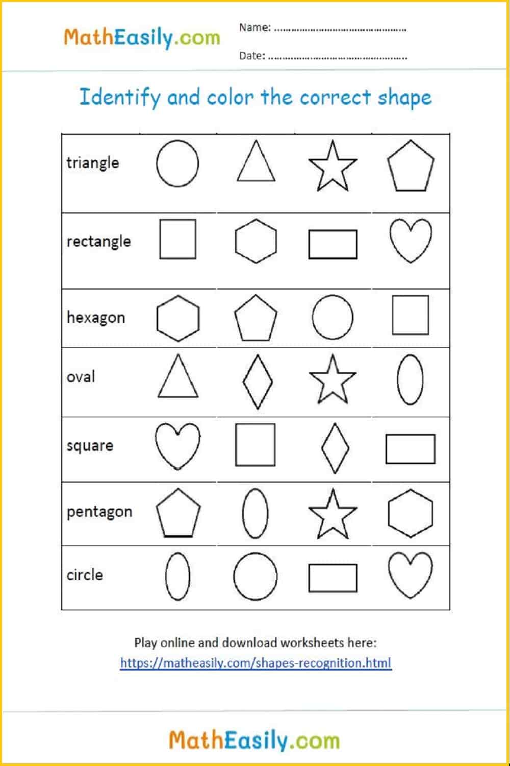 Recognize 2D Shapes Games Online FREE
