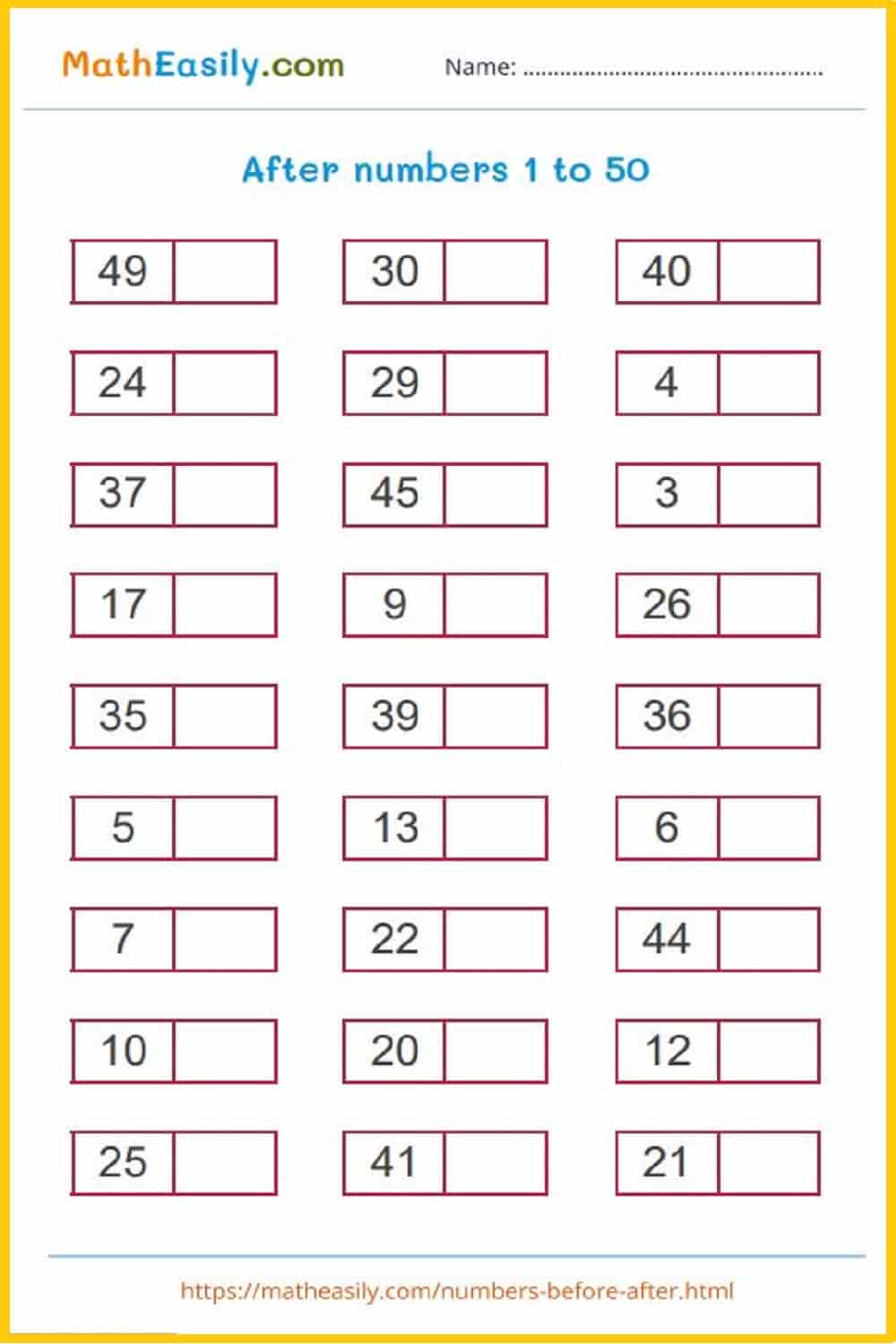 Missing Numbers 1 50 Worksheet Fill In The Missing Numbers Worksheets All Kids Network